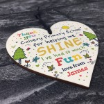 Personalised Thank You Teacher Gift Wood Heart TA Assistant 