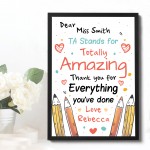 Personalised Teacher And Assistant Print Gifts Thank You Nursery