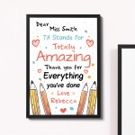 Personalised Teacher And Assistant Print Gifts Thank You Nursery