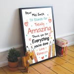 Personalised Teacher And Assistant Print Gifts Thank You Nursery