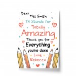 Personalised Thank You Gift For Teaching Assistant Print Leaving