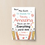 Personalised Thank You Gift For Teaching Assistant Print Leaving