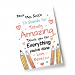 Personalised Thank You Gift For Teaching Assistant Print Leaving