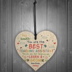 Personalised Teaching Assistant Gift Handmade Wood Heart TA Gift