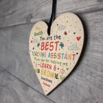 Personalised Teaching Assistant Gift Handmade Wood Heart TA Gift