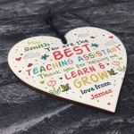 Personalised Teaching Assistant Gift Handmade Wood Heart TA Gift