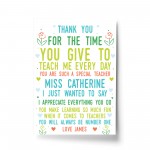 Thank You Poem Personalised Print Best Teacher Assistant Leaving