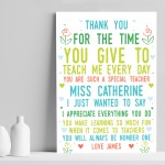 Thank You Poem Personalised Print Best Teacher Assistant Leaving