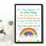 Personalised Nursery PreSchool Teacher Gift Rainbow Framed Print