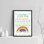 Personalised Nursery PreSchool Teacher Gift Rainbow Framed Print