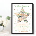 Thank You Teacher Gifts Personalised Poem Word Art Framed Print