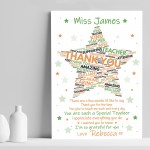 Personalised Teacher Gift Poem Word Art Print Leaving School