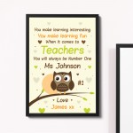 Personalised Thankyou Teacher And Assistant Leaving School Gift 