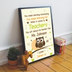 Personalised Thankyou Teacher And Assistant Leaving School Gift 