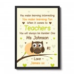 Personalised Thankyou Teacher And Assistant Leaving School Gift 