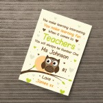 Personalised Thankyou Teacher Assistant Leaving School Owl Gift 