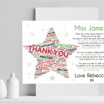 Personalised Thank You Teacher Gift Leaving School Nursery Poem