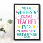 Personalised Thank You Print Gift Music Dance Drama Teacher Gift