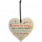 Personalised Teaching Assistant Thank You Wood Heart Leaving