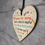 Personalised Teaching Assistant Thank You Wood Heart Leaving