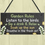 Novelty Garden Rules Hanging Plaque SummerHouse Sign Garden Shed