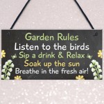 Novelty Garden Rules Hanging Plaque SummerHouse Sign Garden Shed