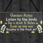 Novelty Garden Rules Hanging Plaque SummerHouse Sign Garden Shed