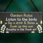 Novelty Garden Rules Hanging Plaque SummerHouse Sign Garden Shed