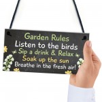 Novelty Garden Rules Hanging Plaque SummerHouse Sign Garden Shed