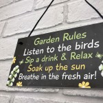 Novelty Garden Rules Hanging Plaque SummerHouse Sign Garden Shed