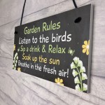 Novelty Garden Rules Hanging Plaque SummerHouse Sign Garden Shed