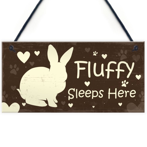 Pet Rabbit Sign For Hutch Sleeps Here Personalised Run Cage Sign