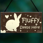 Pet Rabbit Sign For Hutch Sleeps Here Personalised Run Cage Sign