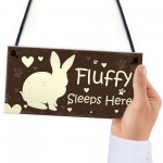 Pet Rabbit Sign For Hutch Sleeps Here Personalised Run Cage Sign