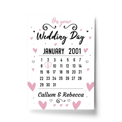 Wedding Day Gift Personalised Gift Marriage Present Heart Print