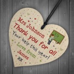 Personalised Gift Teacher Teaching Assistant Wooden Heart 