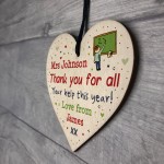 Personalised Gift Teacher Teaching Assistant Wooden Heart 