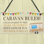 Novelty Caravan Rules Hanging Plaque Garden Sign Campervan Gift