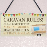 Novelty Caravan Rules Hanging Plaque Garden Sign Campervan Gift