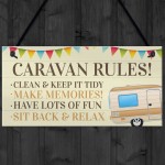 Novelty Caravan Rules Hanging Plaque Garden Sign Campervan Gift