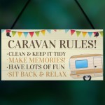 Novelty Caravan Rules Hanging Plaque Garden Sign Campervan Gift