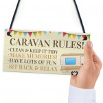 Novelty Caravan Rules Hanging Plaque Garden Sign Campervan Gift