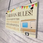 Novelty Caravan Rules Hanging Plaque Garden Sign Campervan Gift