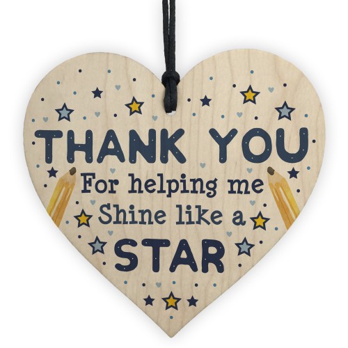 Thank You Wood Heart Gift For Teacher Assistant Nursery Teacher 