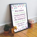 Personalised Teaching Assistant Framed Print Leaving School Gift