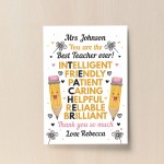 Teacher Thank you Personalised Gift Poster Print