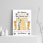 Teacher Thank you Personalised Gift Poster Print