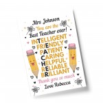 Teacher Thank you Personalised Gift Poster Print