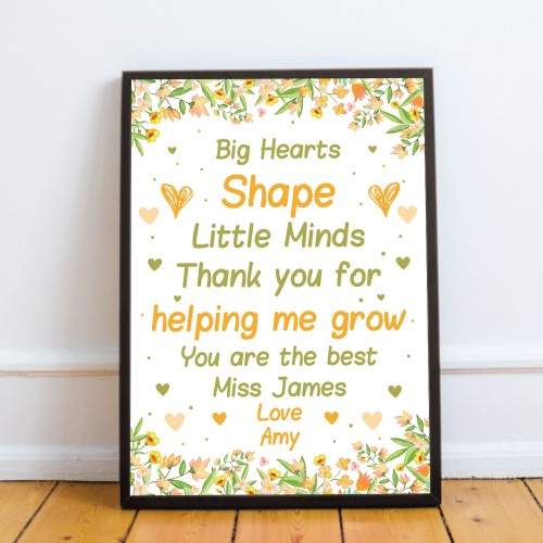 Personalised Thank You Gift Teacher Assistant Nursery Framed