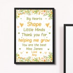 Personalised Thank You Gift Teacher Assistant Nursery Framed